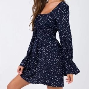 Princess Polly Vertigo Blues Long Sleeve Mini Dress